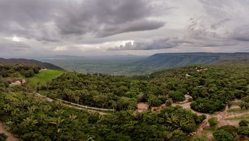 Free Aerial view of lush green landscapes and a cloudy sky in Tianguá, Brazil, showcasing natural beauty. Stock Photo