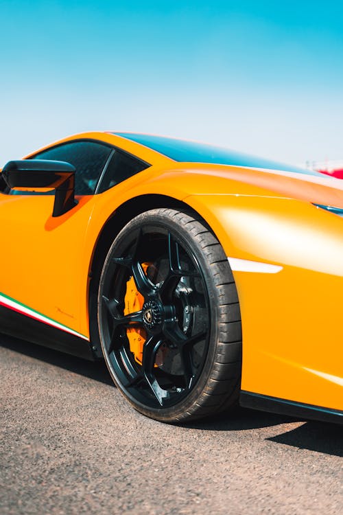 A Close-Up Shot of a Yellow Lamborghini Huracan