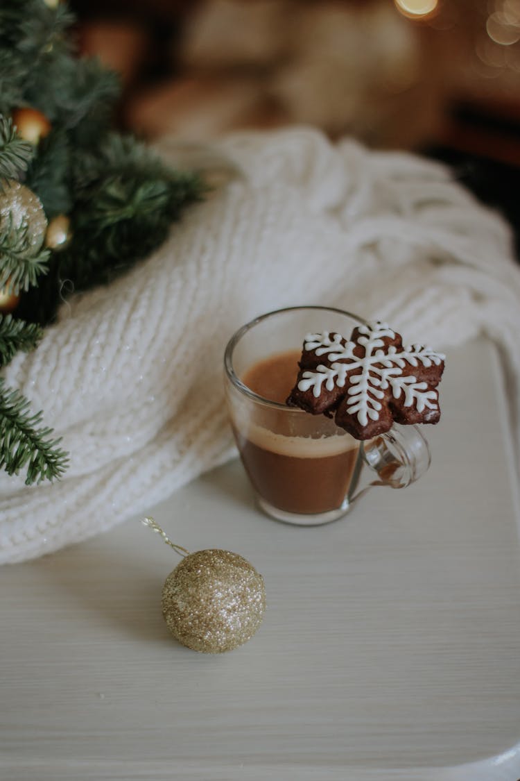 Christmas Ball, Cookie And Coffee