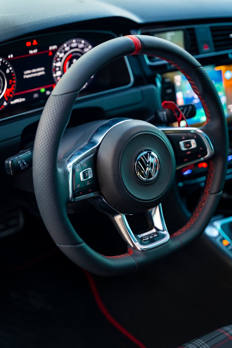 Steering Wheel In Car Interior