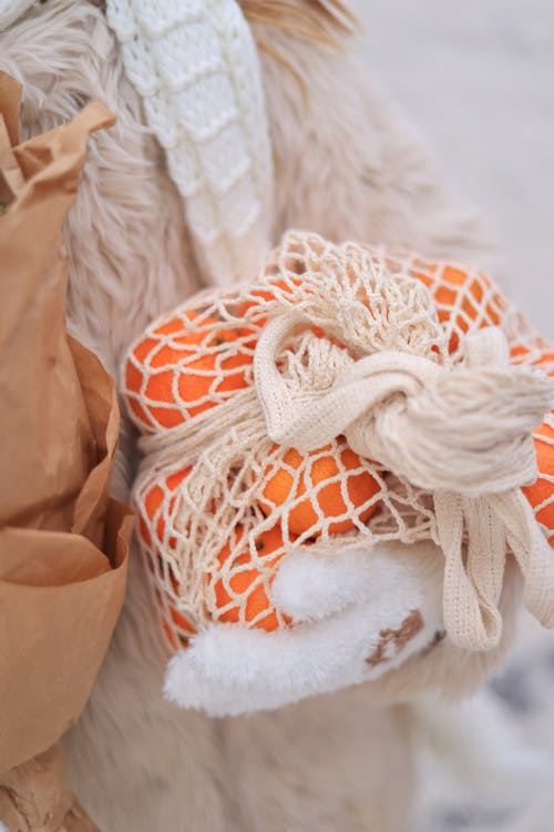 Oranges in Retro Shopping Bag