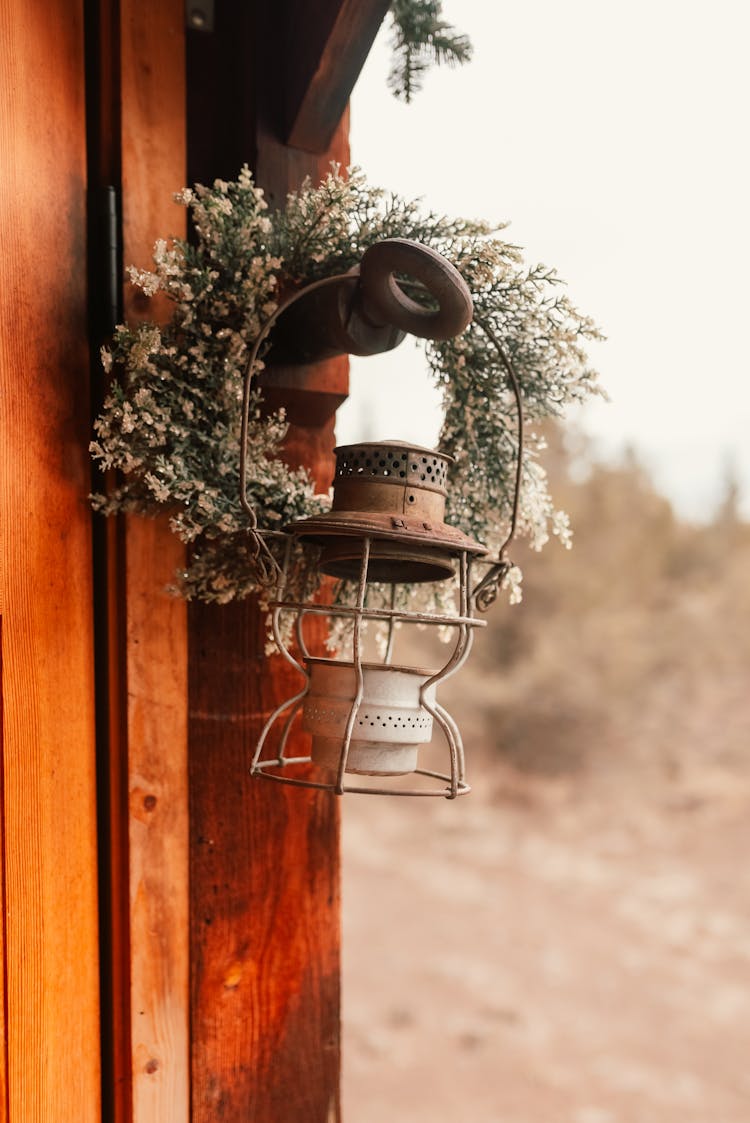 Flowers On Lamp On Wall