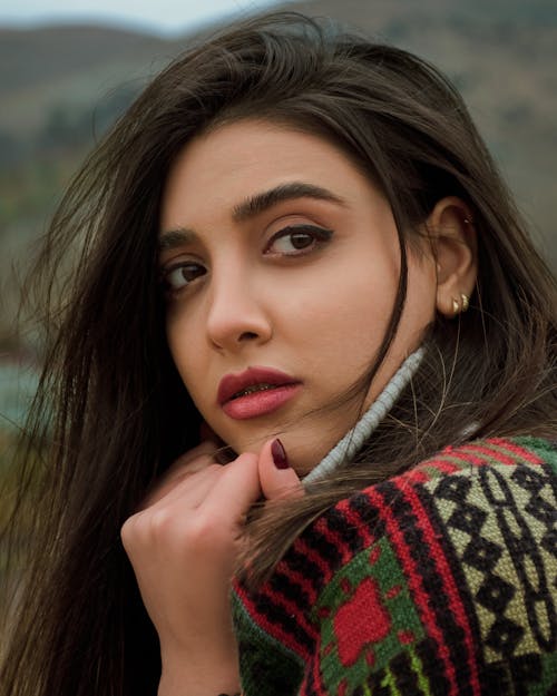 Portrait of a Beautiful Woman with Dark Hair