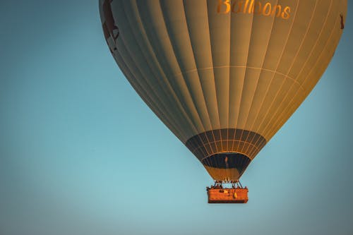 Low Angle Shot of a Flying Hot Air Balloon 