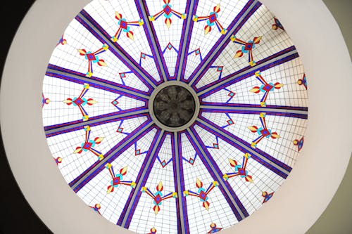 Geometric Stained Glass on Building Dome