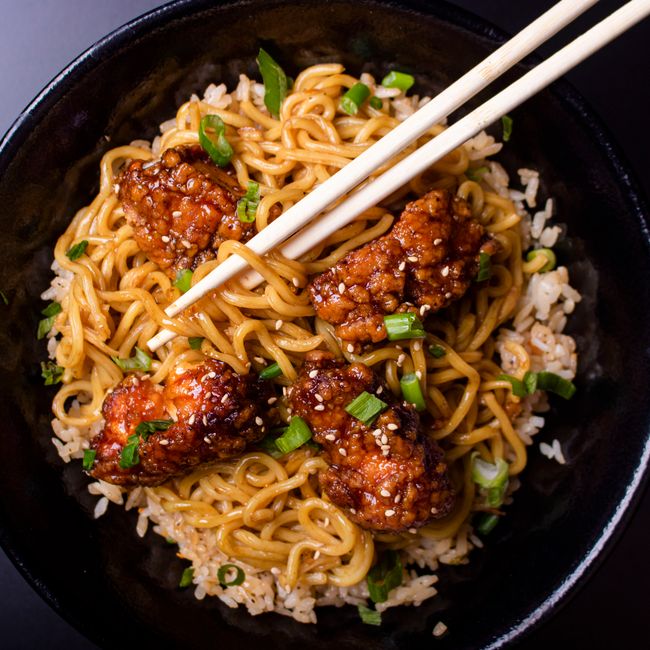crispy chicken with green onion sauce