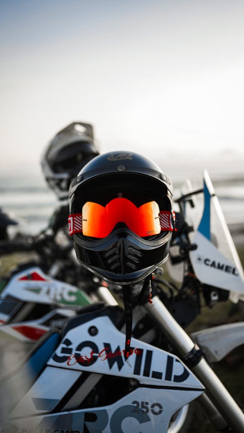 Close up of Motorbike and Helmet
