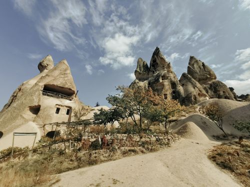 Free Stunning view of ancient rock formations and unique landscapes in Cappadocia, Turkey. Stock Photo