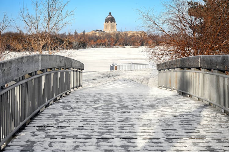 A Bridge Covered With Snow