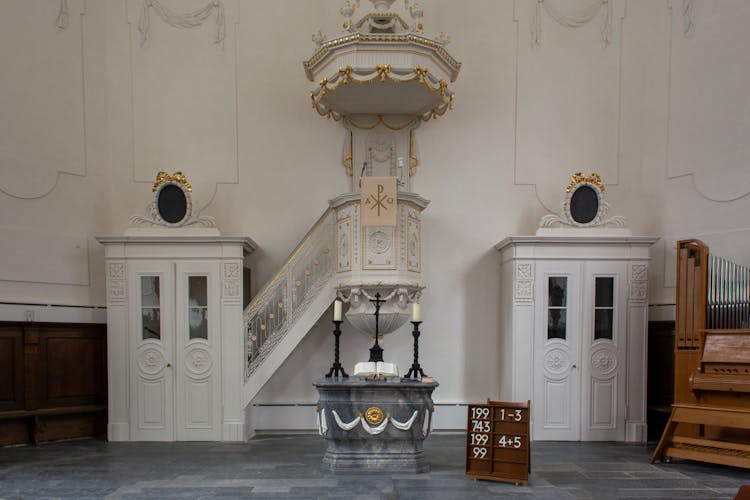 Pulpit Inside Of An Evangelical Church