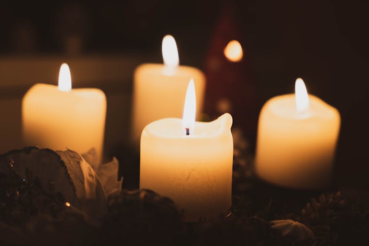 Close-Up Shot Of Burning Candles