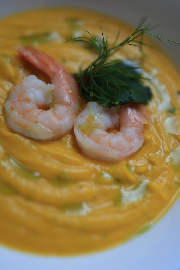 Close Up Photo Of Prawns On Soup