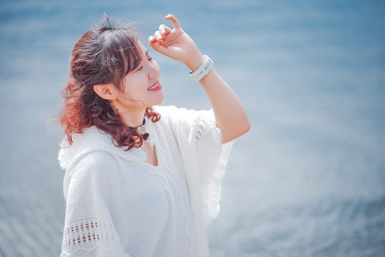 Smiling Woman Outdoors In Summer 