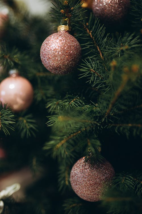 Pink Christmas Balls on a Tree