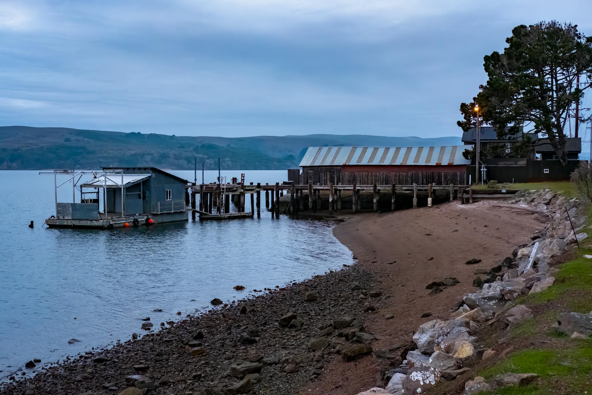 Old Wooden Pier at Seashore on Sunset
