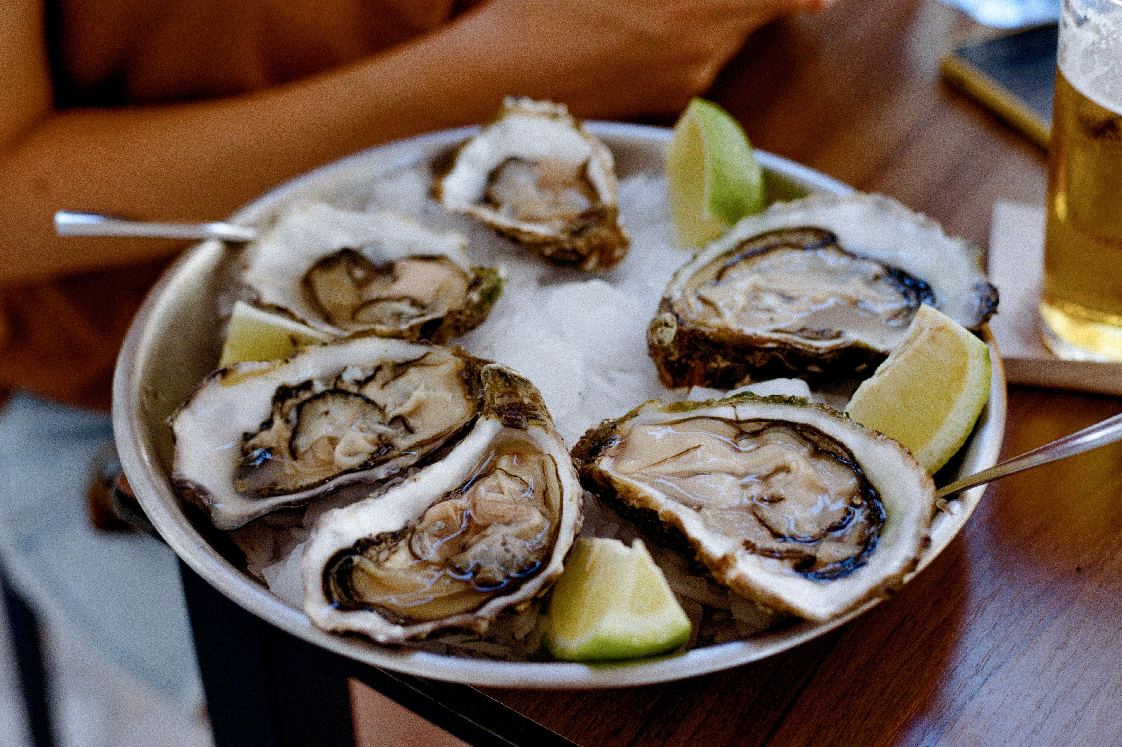 Flying Machine Oyster Bar pairs oysters 