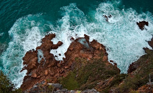 Waves Crashing on Coast