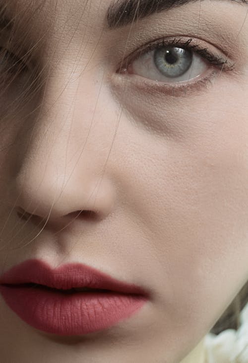 Woman's Face in Close Up Photography