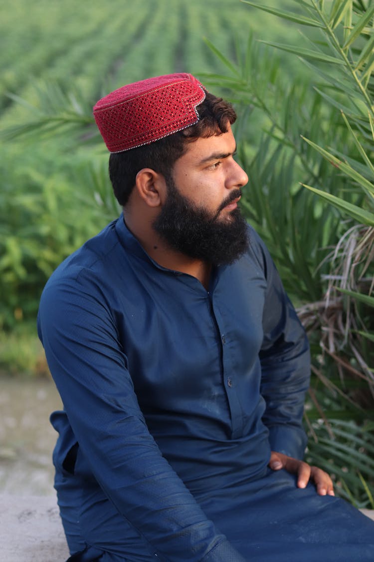 Man Wearing A Sindhi Cap