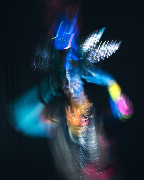 Free Artistic blurred motion portrait with vibrant colors and enigmatic style, captured in Mexico. Stock Photo