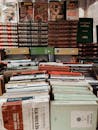 Stack of Old Books in Close-up Photography