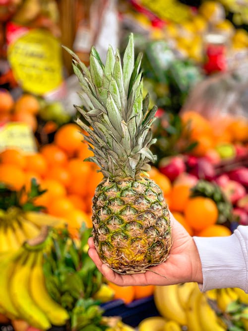 A Hand Holding Pineapple