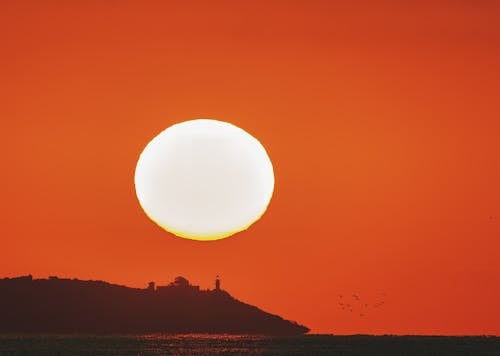 Silhouetted Coast at Sunset 