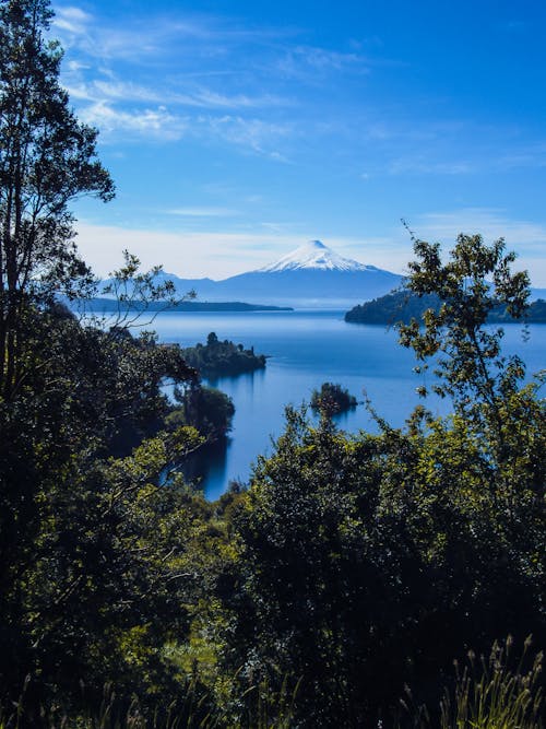 Landscape of the Llanquihue Lake and the Osorno Volcano in Chile