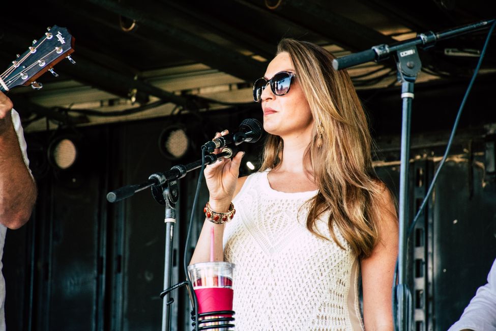 festival stage with microphones