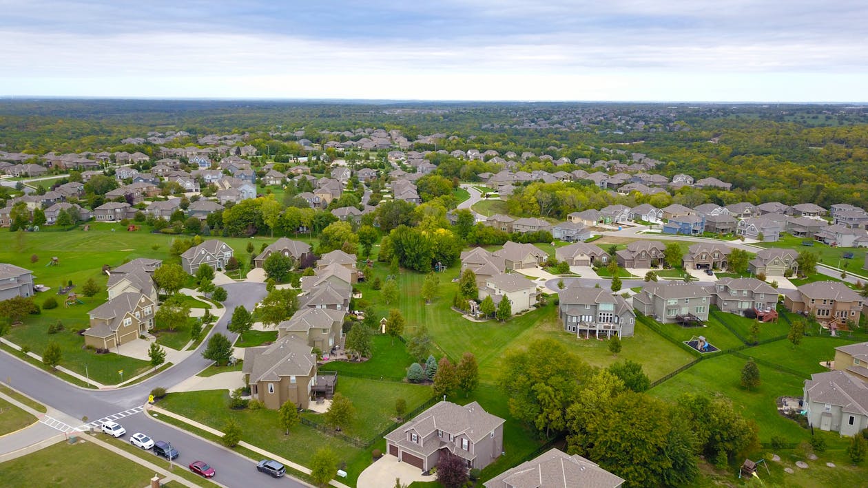 Free Aerial Photography of Gray Houses Stock Photo