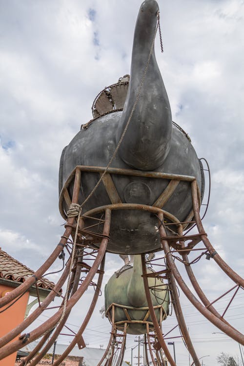 Low Angle Shot of Steel Sculptures