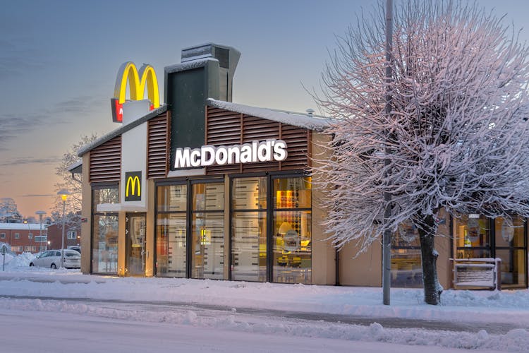 Leafless Tree Outside A McDonald's Restaurant