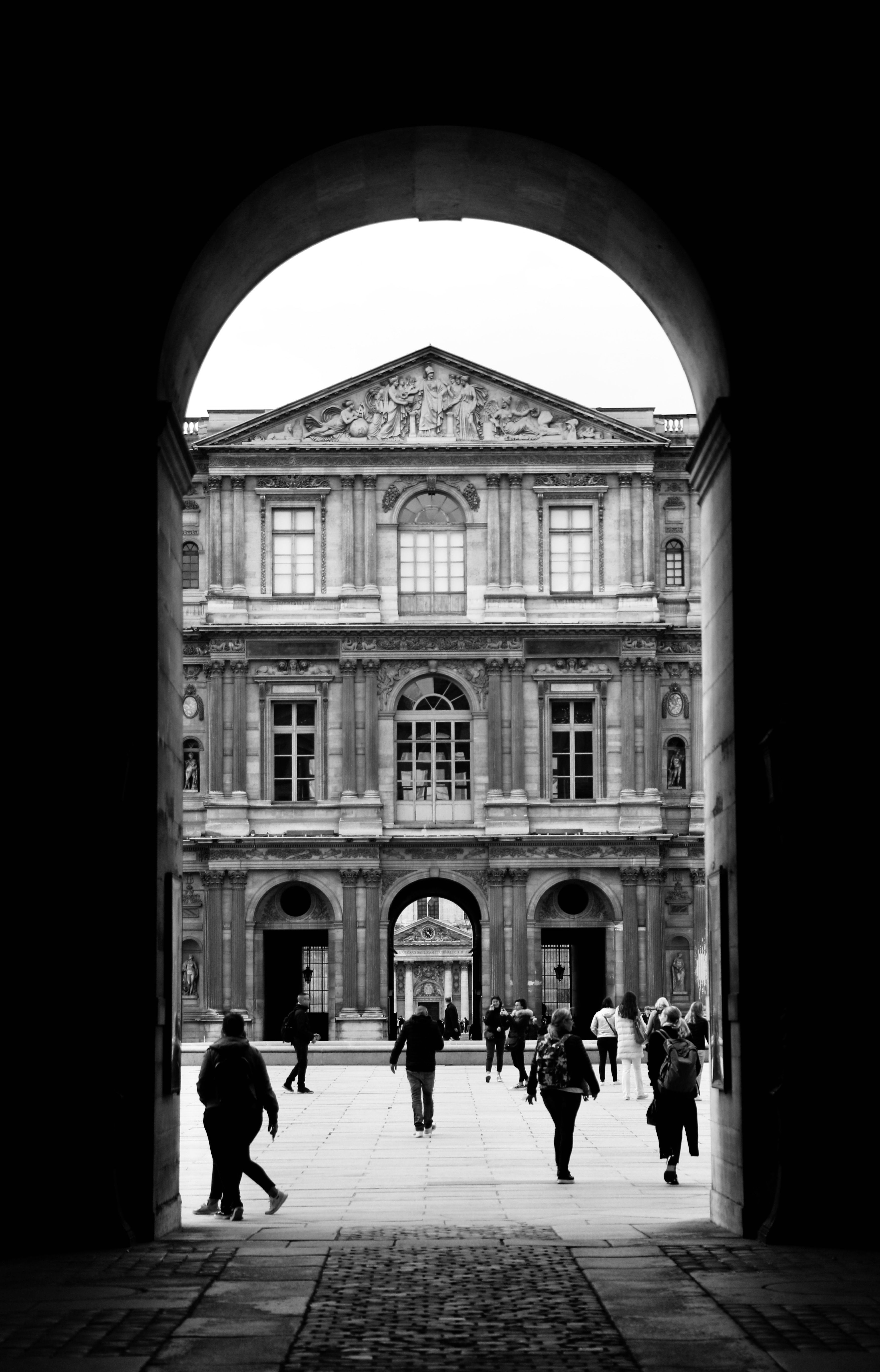 People on Square in Old Town in Black and White · Free Stock Photo