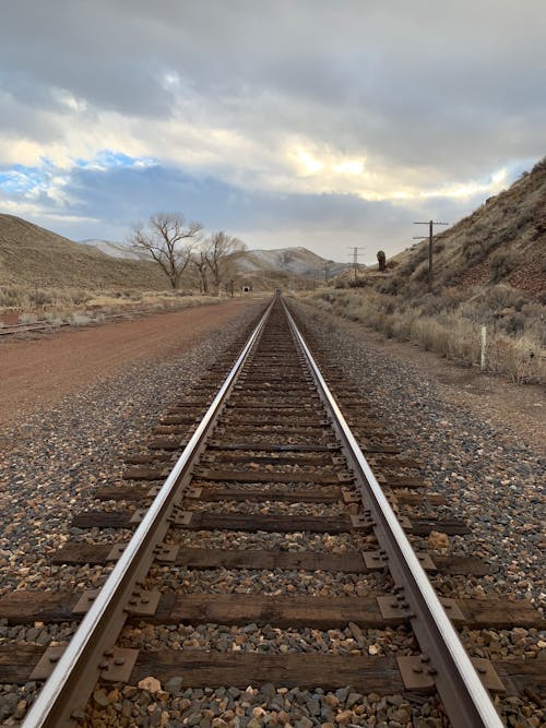 A Railway Between Brown Hills