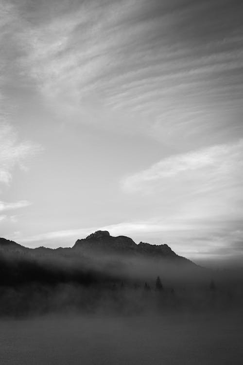 Grayscale Photo of Mountain