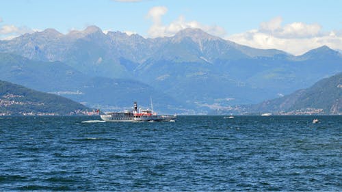 A Cruise Ship Sailing on Lake Maggiore