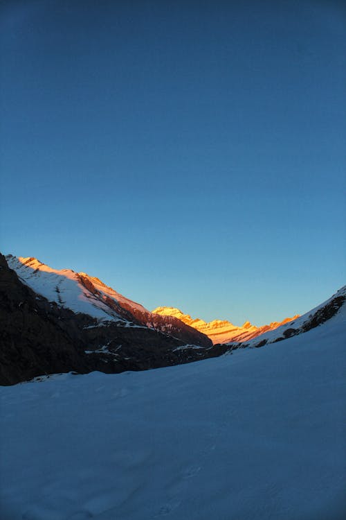 Sunset in Snowed Mountain Landscape