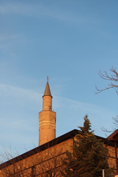 Minaret Under a Blue Sky