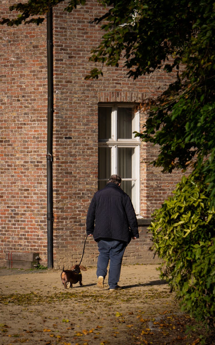 Man Walking With Dog