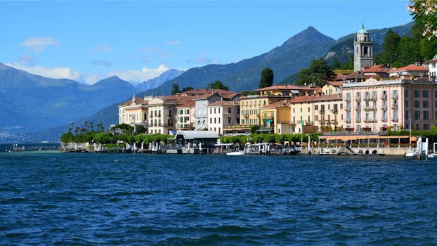 Picturesque view of Bellagio town by the serene Lake Como, Italy.