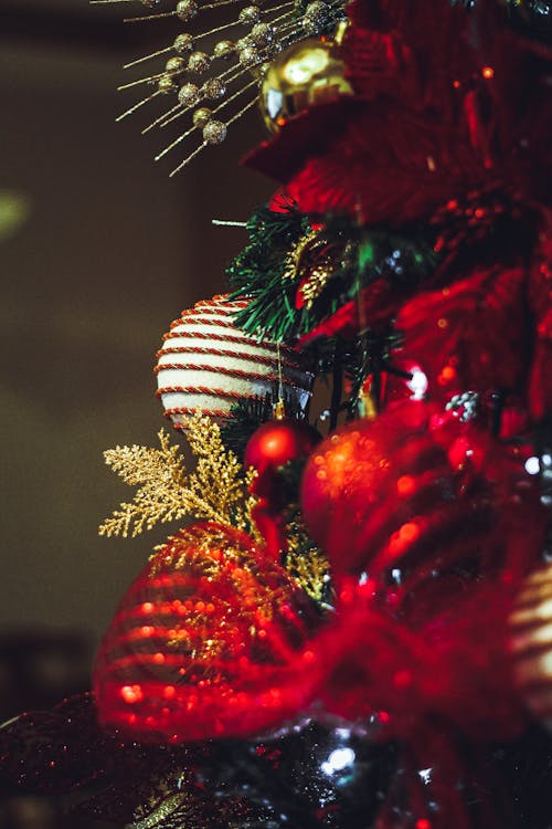 Close-up of Ornaments on a Christmas Tree