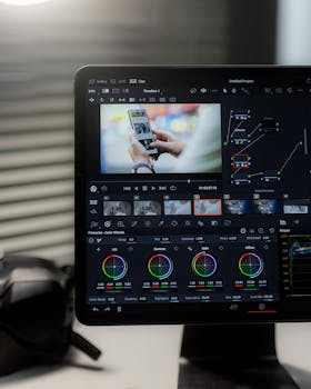 A close-up view of video editing software displayed on a computer monitor.