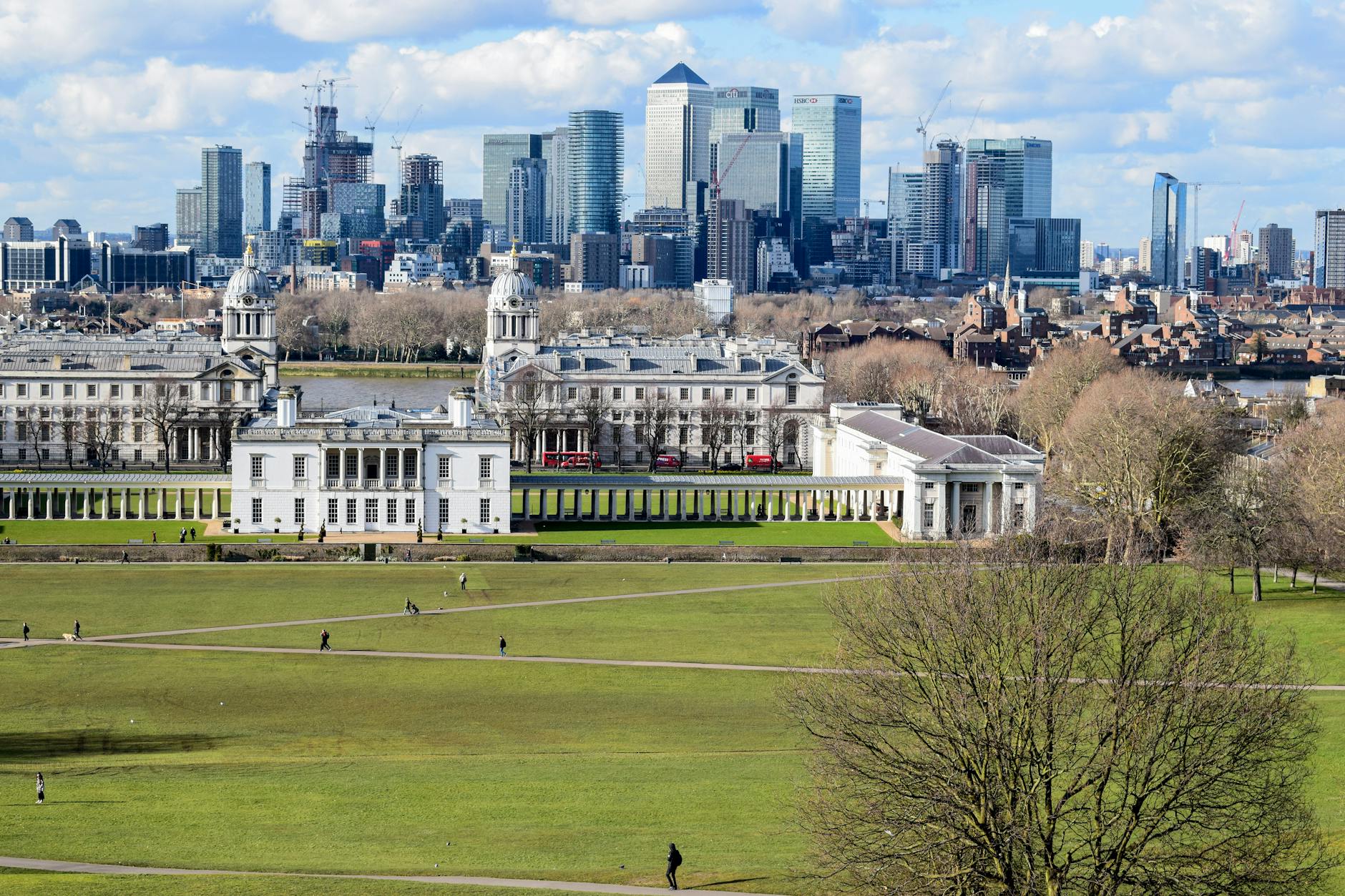 Aerial view of London cityscape showing urban landscape and architecture