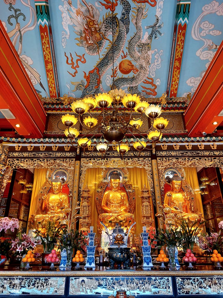 Buddha Statues In The Po Lin Monastery On Lantau Island In Hong Kong, China