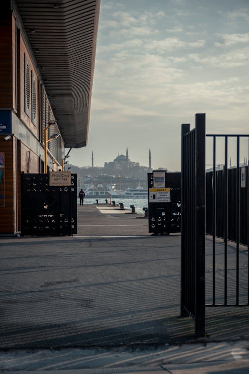 Pier in Istanbul with Hagia Sophia behind