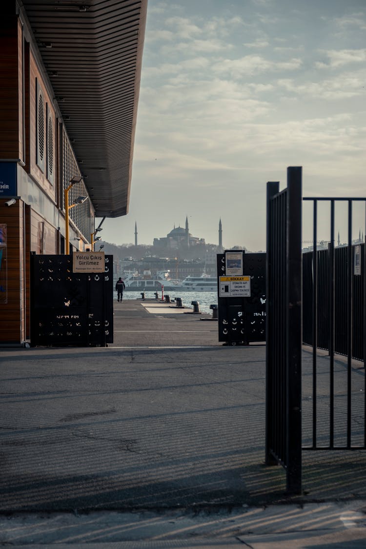 Pier In Istanbul With Hagia Sophia Behind