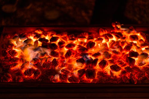 Close-up of Burning Charcoal 