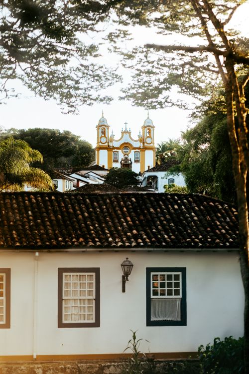 Free Tiradentes, Brazil showcases colonial architecture and the Mother Church of Saint Anthony. Stock Photo
