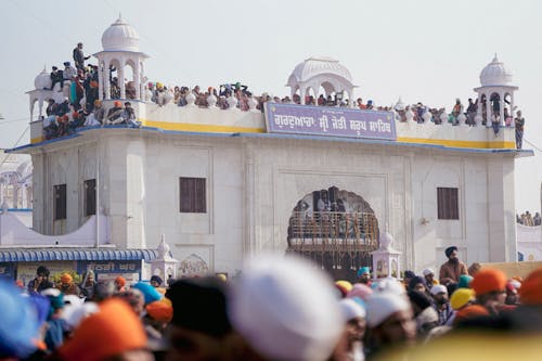 Crowd during a Celebration around the Gurudwara Sri Jyoti Saroop Sahib, Punjab, India 