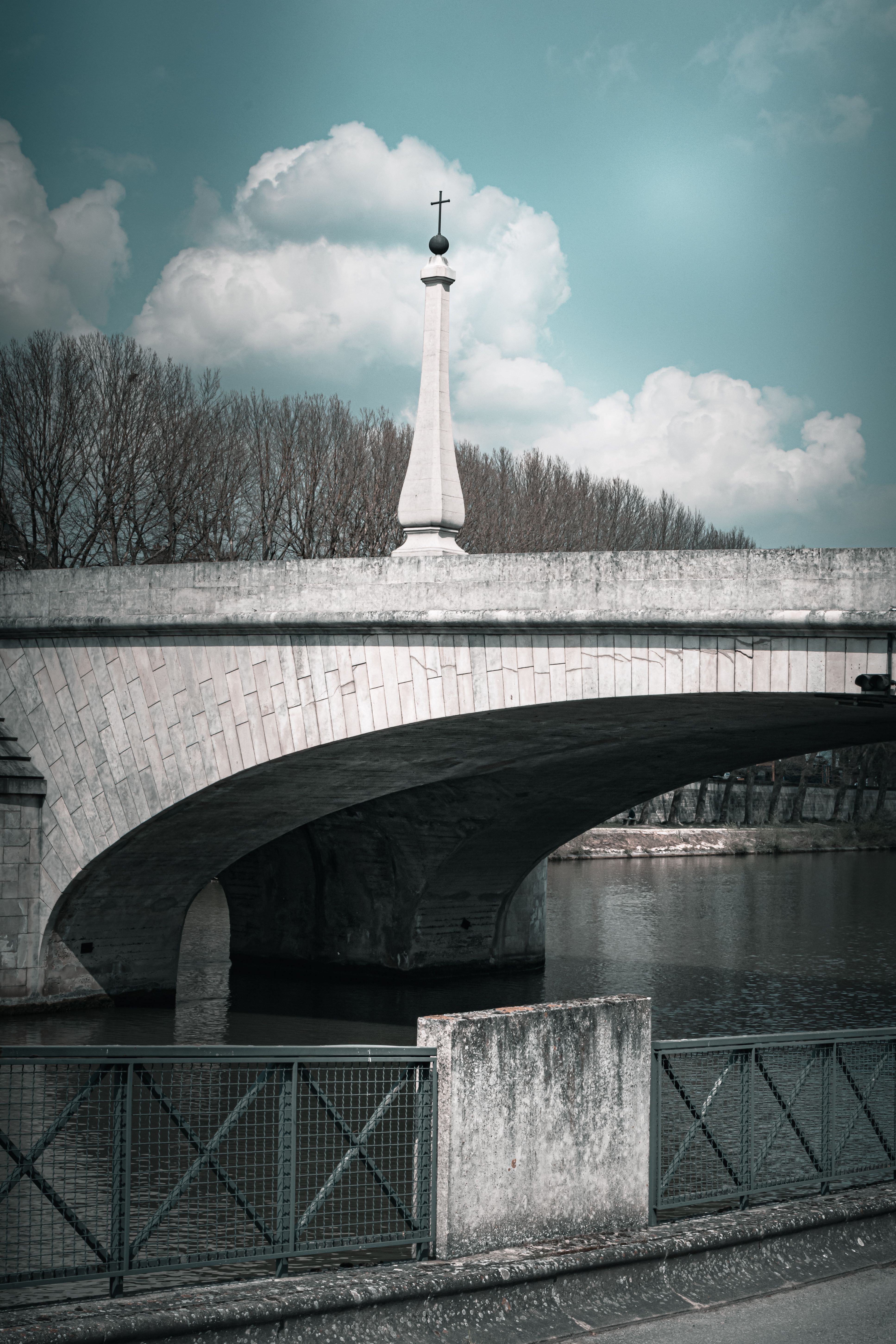 Morning Railing Shot Polaroid Photograph of Bridge Railing under Morning Sky · Free Stock Photo